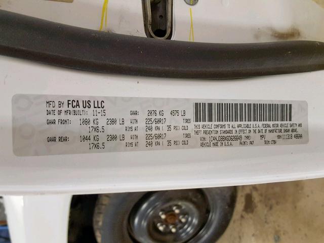 1C4NJDBBXGD626649 - 2016 JEEP COMPASS SP თეთრი ფოტო 10