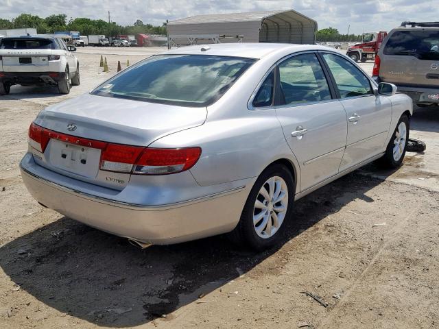 KMHFC46F38A273648 - 2008 HYUNDAI AZERA SE SILVER photo 4