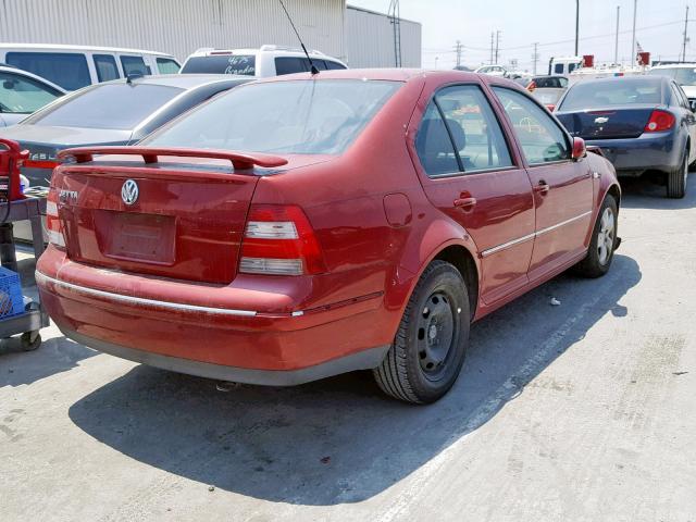 3VWSK69M04M087510 - 2004 VOLKSWAGEN JETTA GLS RED photo 4