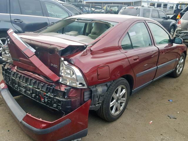 YV1RS61T932241071 - 2003 VOLVO S60 MAROON photo 4