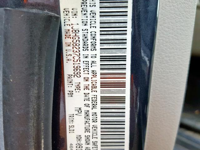 1J8HG58237C519692 - 2007 JEEP COMMANDER ნაცრისფერი ფოტო 10