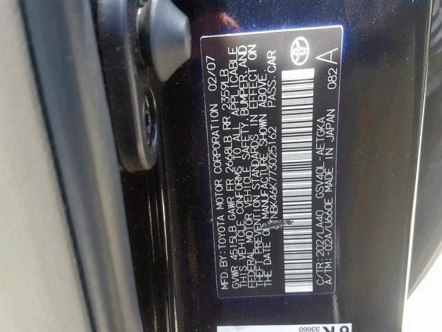 JTNBK46K773025162 - 2007 TOYOTA CAMRY NEW BLACK photo 10