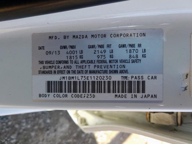 JM1BM1L75E1120230 - 2014 MAZDA 3 TOURING  photo 10