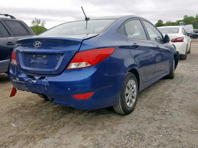 KMHCT4AE5GU033211 - 2016 HYUNDAI ACCENT SE BLUE photo 4