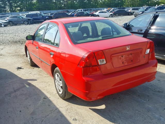 1HGES16335L012626 - 2005 HONDA CIVIC DX V RED photo 3