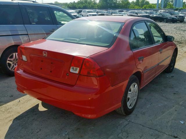 1HGES16335L012626 - 2005 HONDA CIVIC DX V RED photo 4