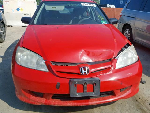 1HGES16335L012626 - 2005 HONDA CIVIC DX V RED photo 9