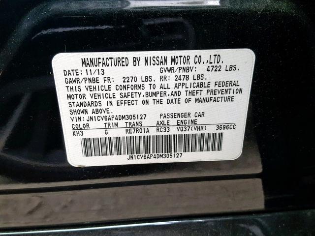 JN1CV6AP4DM305127 - 2013 INFINITI G37 BASE BLACK photo 10