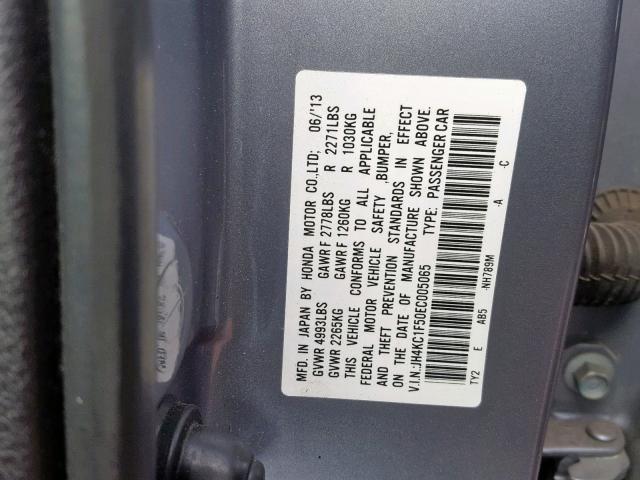 JH4KC1F50EC005065 - 2014 ACURA RLX TECH BLUE photo 10