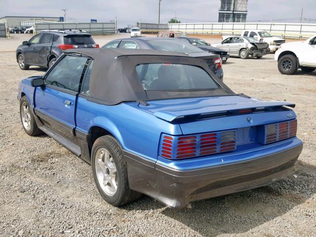 1FABP45E1KF298564 - 1989 FORD MUSTANG GT BLUE photo 3