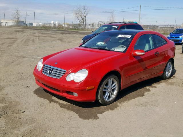 WDBRN40J24A605385 - 2004 MERCEDES-BENZ C 230K SPO RED photo 2