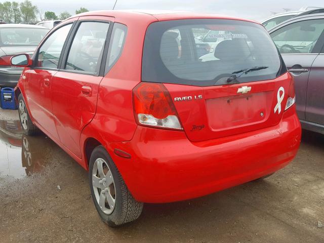 KL1TD66606B523619 - 2006 CHEVROLET AVEO BASE Қызыл фото 3