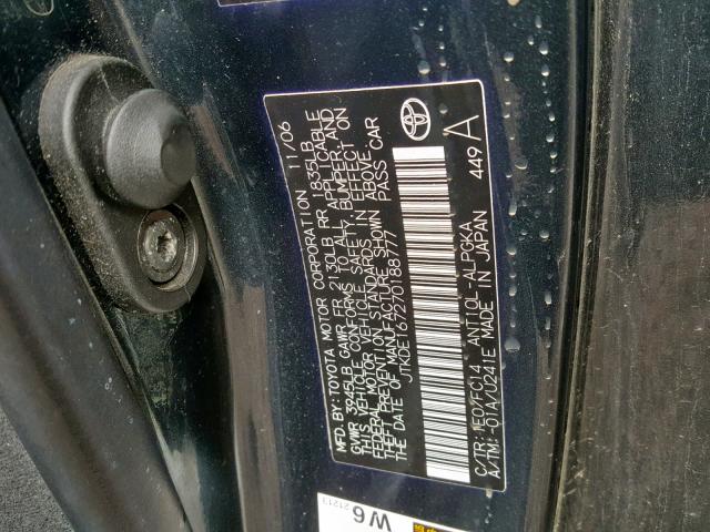 JTKDE167270188777 - 2007 TOYOTA SCION TC ნაცრისფერი ფოტო 10