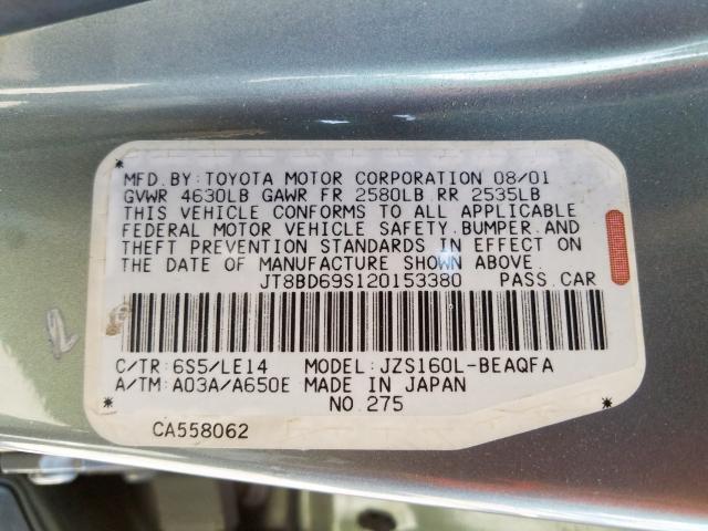 JT8BD69S120153380 - 2002 LEXUS GS 300  photo 10