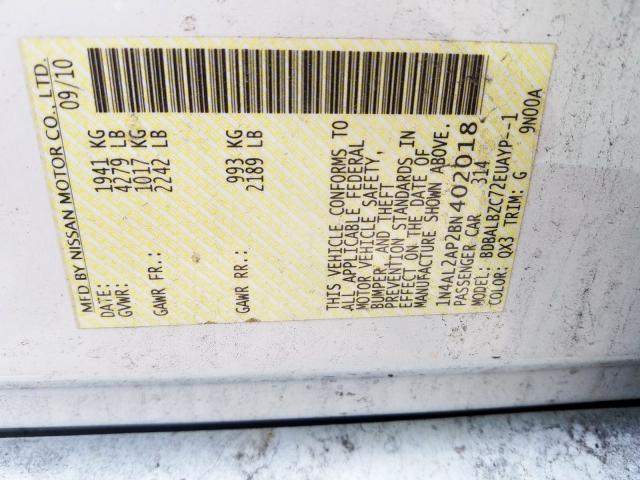 1N4AL2AP2BN402018 - 2011 NISSAN ALTIMA BASE  photo 10