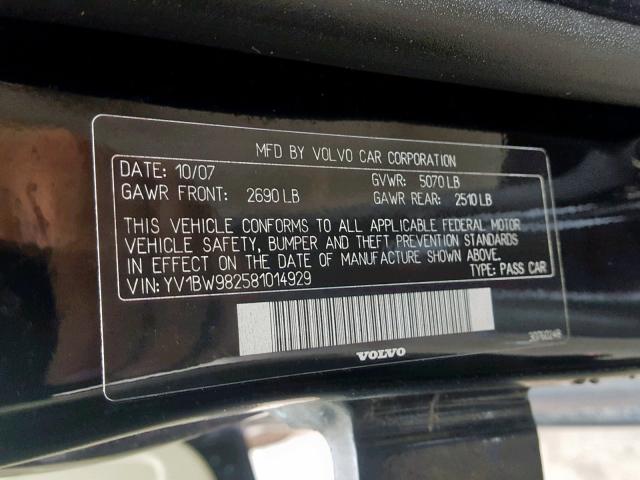 YV1BW982581014929 - 2008 VOLVO V70 3.2 BLACK photo 10