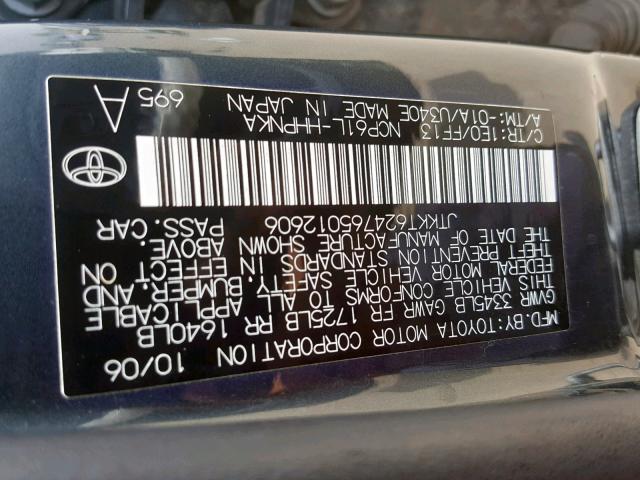 JTKKT624765012606 - 2006 TOYOTA SCION XA CHARCOAL photo 10