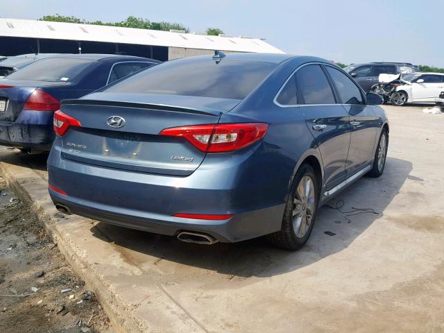 5NPE34AF4FH036177 - 2015 HYUNDAI SONATA SPO BLUE photo 4