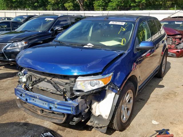 2FMDK3J95DBC91489 - 2013 FORD EDGE SEL BLUE photo 2