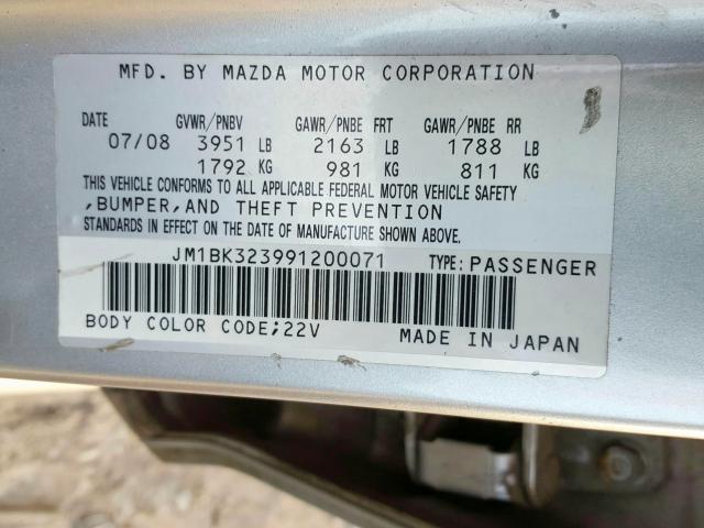 JM1BK323991200071 - 2009 MAZDA 3 S  photo 10