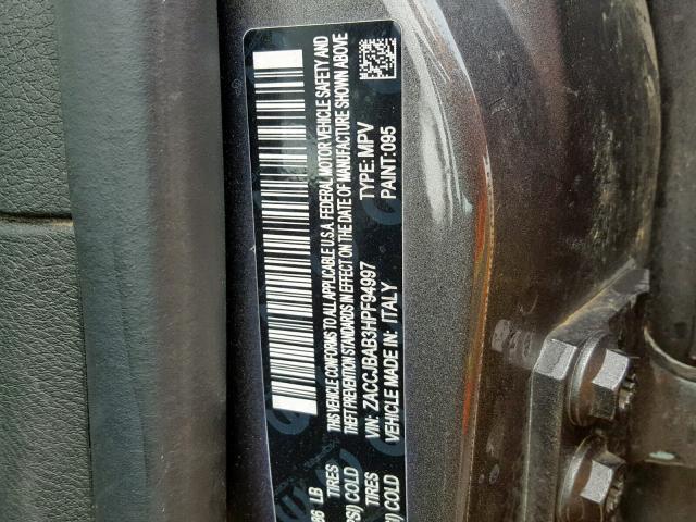 ZACCJBAB3HPF94997 - 2017 JEEP RENEGADE S CHARCOAL photo 10