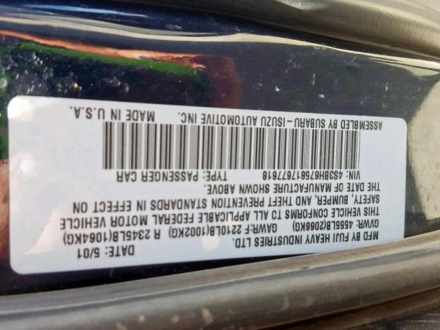 4S3BH675817677618 - 2001 SUBARU LEGACY OUT TWO TONE photo 10