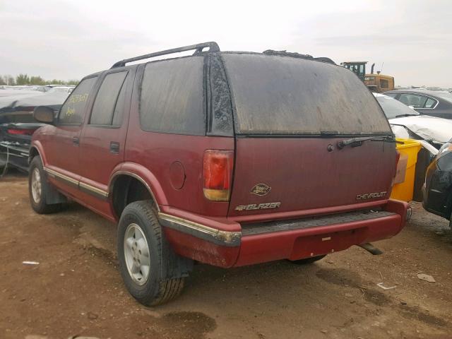 1GNDT13W9VK231075 - 1997 CHEVROLET BLAZER BURGUNDY photo 3