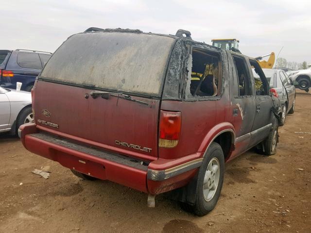 1GNDT13W9VK231075 - 1997 CHEVROLET BLAZER BURGUNDY photo 4