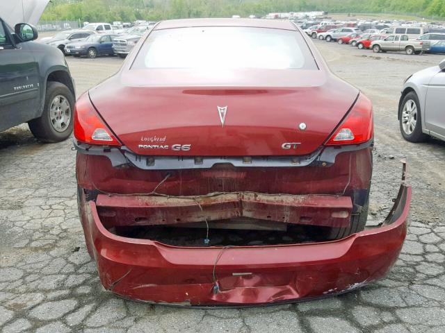 1G2ZH17N584257901 - 2008 PONTIAC G6 GT RED photo 9