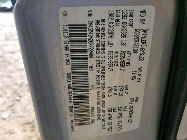 2A4GM48426R722404 - 2006 CHRYSLER PACIFICA SILVER photo 10