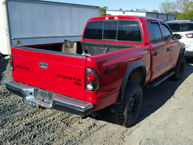 1D7HG48N84S701732 - 2004 DODGE DAKOTA QUA RED photo 4