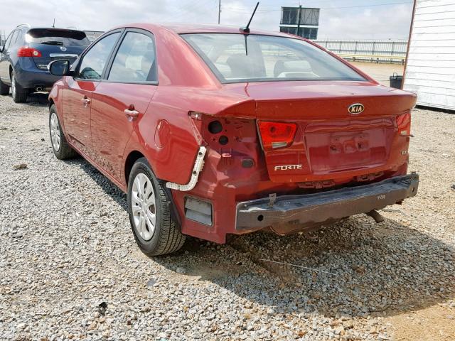 KNAFU4A28A5859926 - 2010 KIA FORTE EX RED photo 3