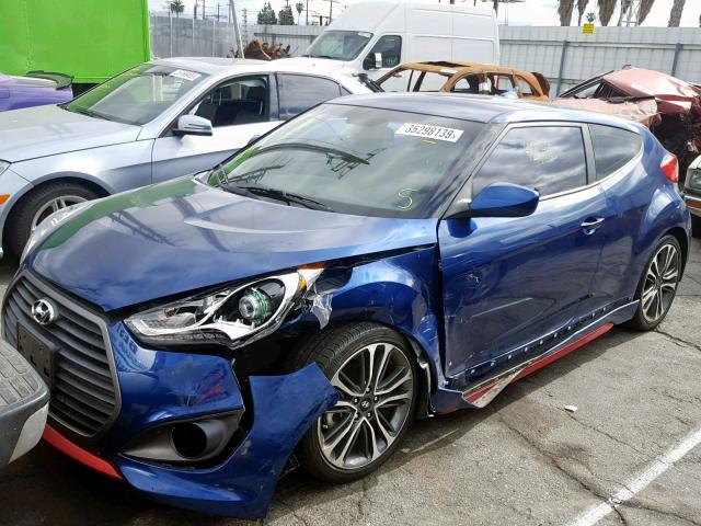 KMHTC6AE7GU259956 - 2016 HYUNDAI VELOSTER T BLUE photo 2