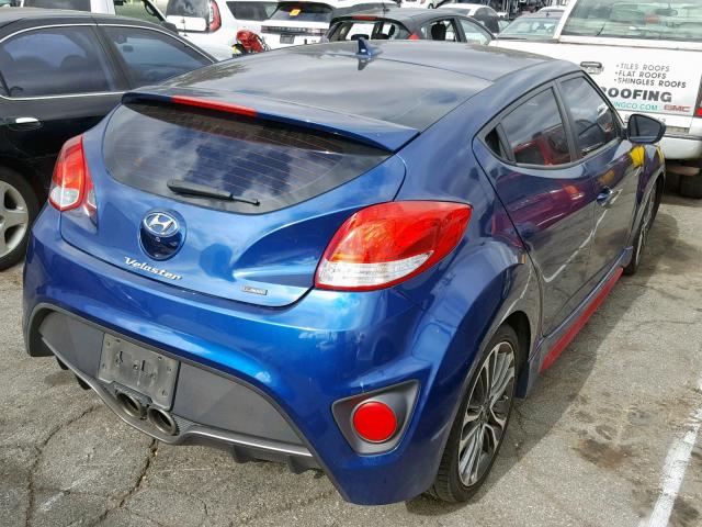 KMHTC6AE7GU259956 - 2016 HYUNDAI VELOSTER T BLUE photo 4