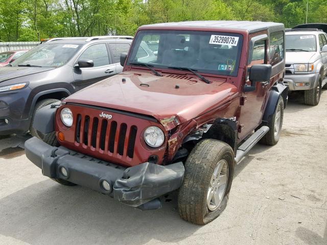 1J4FA24168L594538 - 2008 JEEP WRANGLER X MAROON photo 2