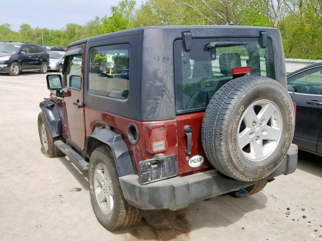 1J4FA24168L594538 - 2008 JEEP WRANGLER X MAROON photo 3