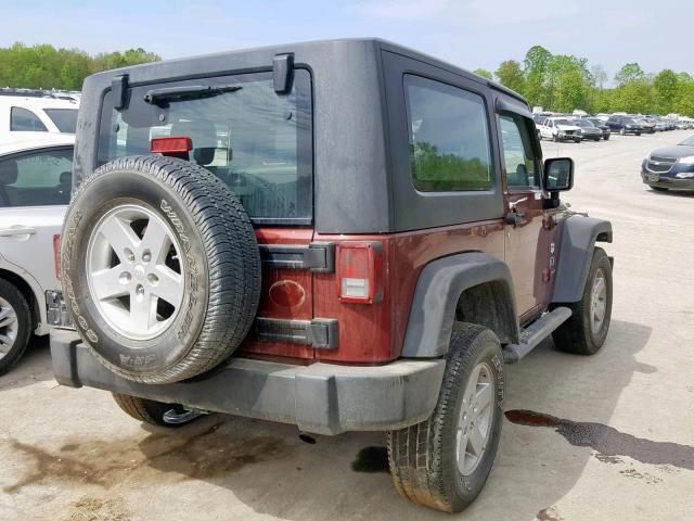 1J4FA24168L594538 - 2008 JEEP WRANGLER X MAROON photo 4