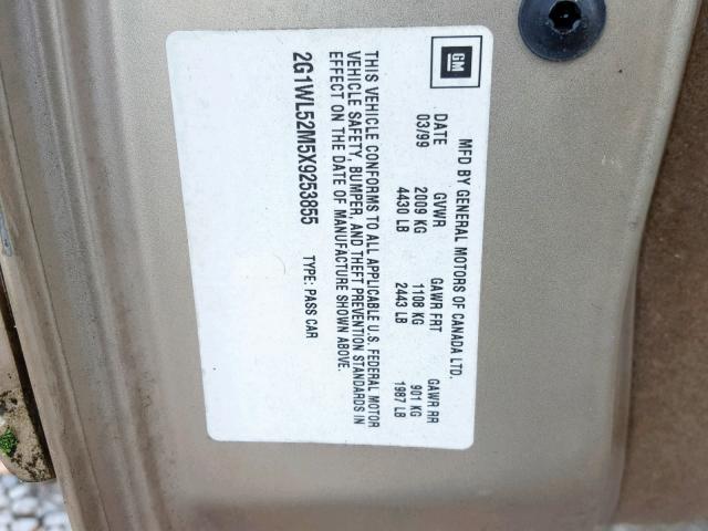 2G1WL52M5X9253855 - 1999 CHEVROLET LUMINA BAS 灰色 照片 10