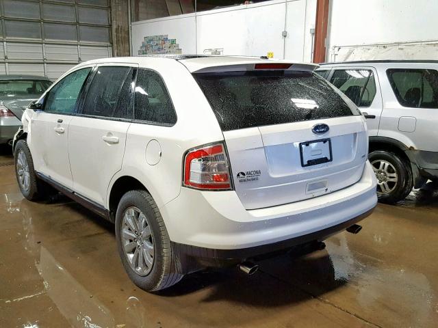 2FMDK38C68BB05370 - 2008 FORD EDGE SEL WHITE photo 3