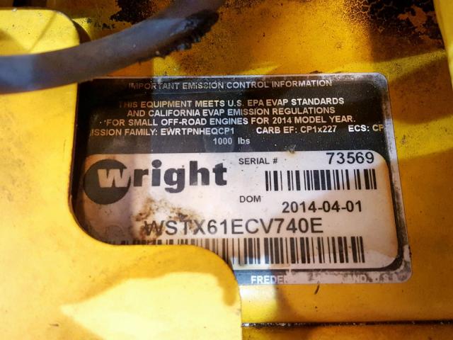 73569 - 2014 WRIG LAWNMOWER YELLOW photo 10