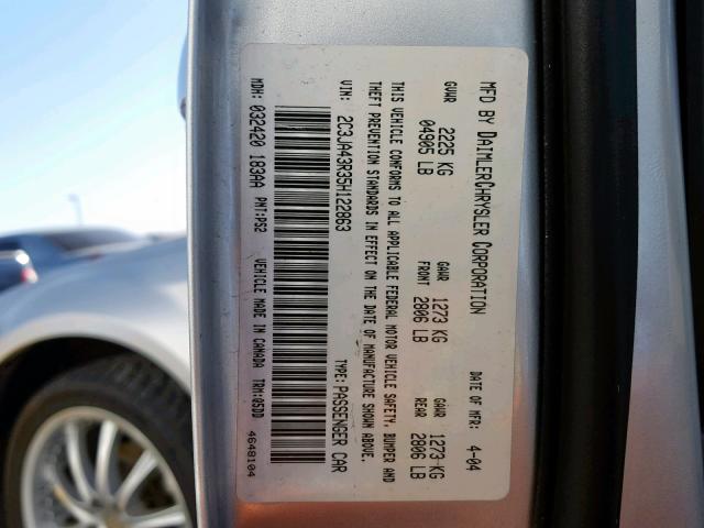 2C3JA43R35H122863 - 2005 CHRYSLER 300 GRAY photo 10