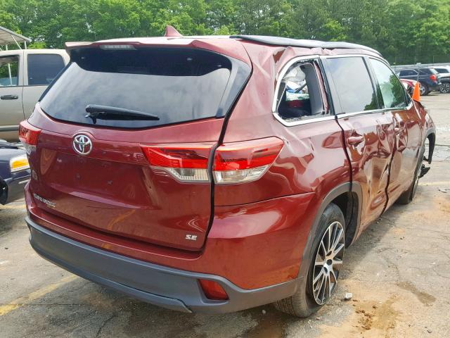 5TDKZRFHXHS190270 - 2017 TOYOTA HIGHLANDER RED photo 4