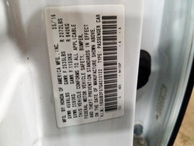 19UUB2F57GA010122 - 2016 ACURA TLX TECH  photo 10