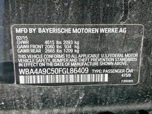 WBA4A9C50FGL86409 - 2015 BMW 428 I BLACK photo 10