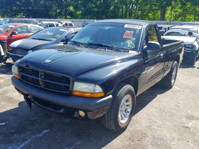 1B7FL26N01S250795 - 2001 DODGE DAKOTA BLACK photo 2