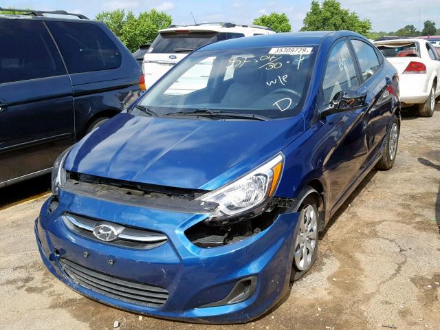 KMHCT4AE9GU113112 - 2016 HYUNDAI ACCENT SE BLUE photo 2