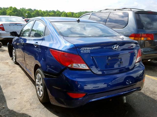 KMHCT4AE9GU113112 - 2016 HYUNDAI ACCENT SE BLUE photo 3