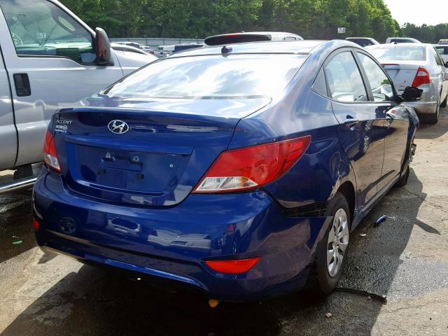 KMHCT4AE9GU113112 - 2016 HYUNDAI ACCENT SE BLUE photo 4