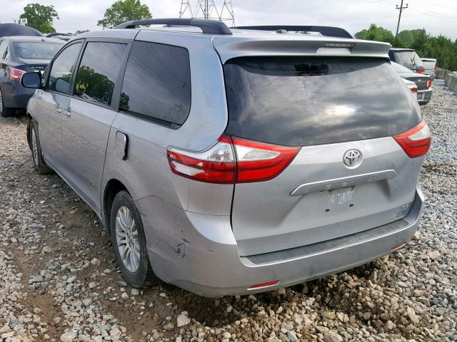 5TDYK3DC6FS640304 - 2015 TOYOTA SIENNA XLE SILVER photo 3