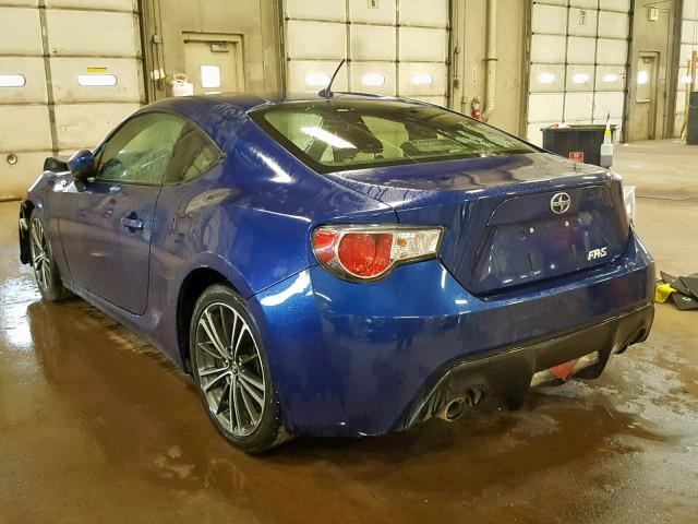 JF1ZNAA16D2722594 - 2013 TOYOTA SCION FR-S BLUE photo 3